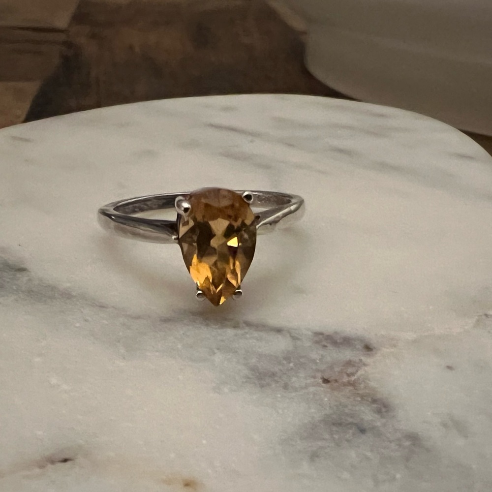 Silver and citrine ring